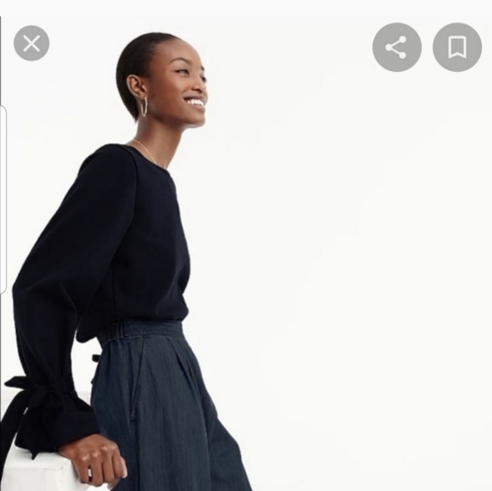 J.Crew Black Tie Sleeve Sweatshirt